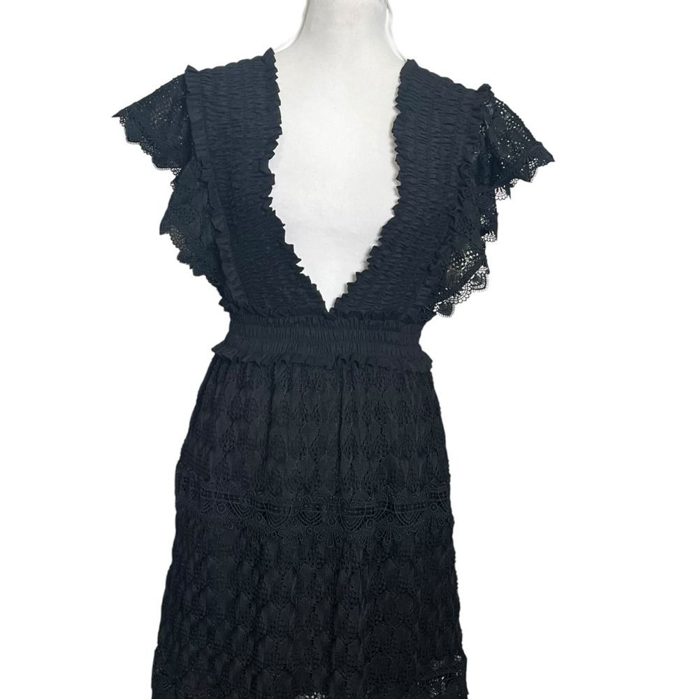 Waimari Florence Crochet Lace Maxi Dress Womens XS Black V Neck Resort Boho Chic - Picture 6 of 9